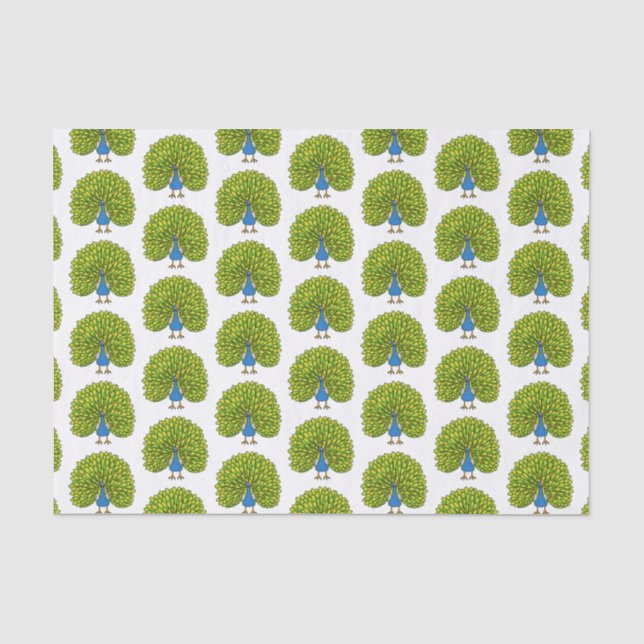 Fun bright bright peacock bird Illustration Seidenpapier (Vorderseite)
