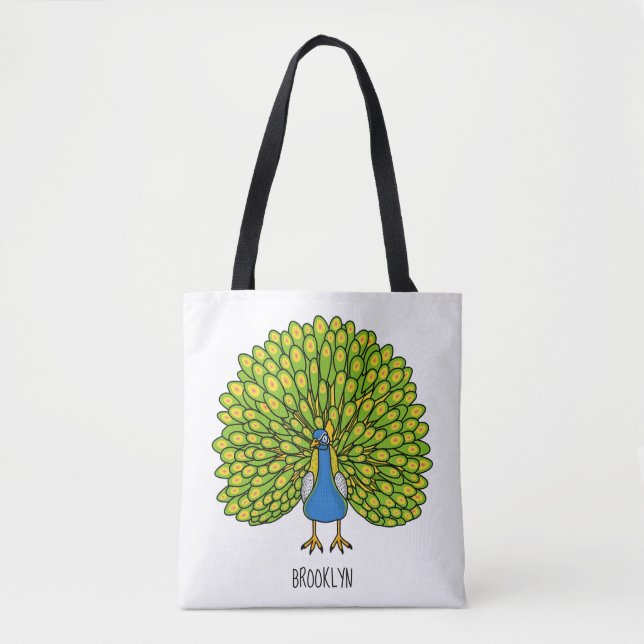 Fun bright bright peacock bird Illustration Tasche (Vorderseite)