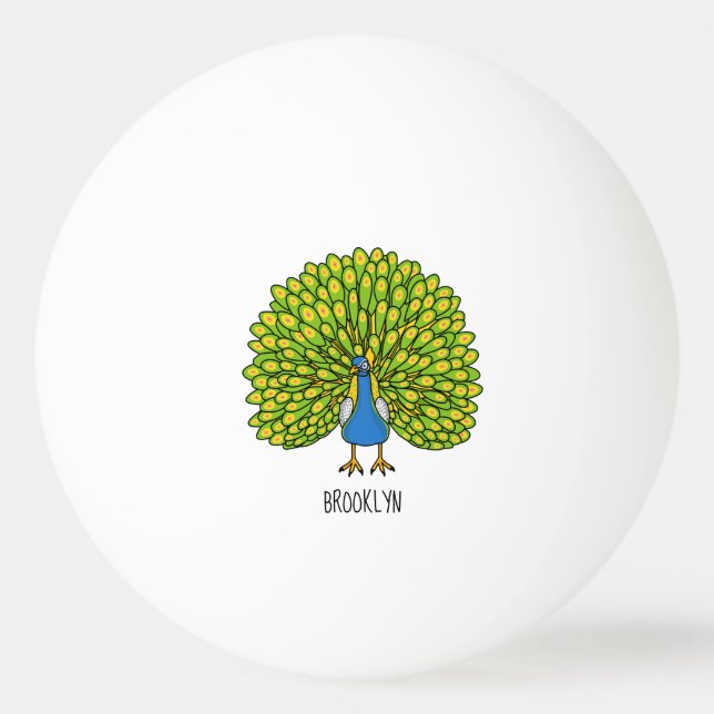 Fun bright bright peacock bird Illustration Tischtennisball (Vorderseite)