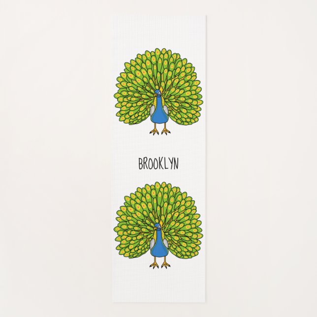 Fun bright bright peacock bird Illustration Yogamatte (Vorderseite)