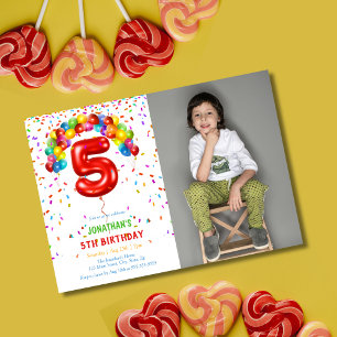 Fun Bright Confetti Balloons Foto 5. Geburtstag Einladung