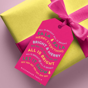 Fun Bright farbenfrohe Neon Typographic Gift Tag Geschenkanhänger