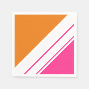 Fun Bright Hübsch Pink Orange White Racing Streife Serviette