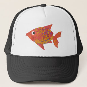 Fun Bright Orange Fish Black and White Trucker Cap Truckerkappe