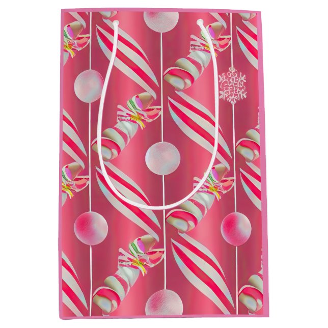 Fun Bright Pink Candy Lane Collection Mittlere Geschenktüte (Vorderseite)