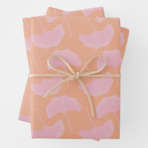 Fun Bright Pink & Orange Textured Gingko Blätter