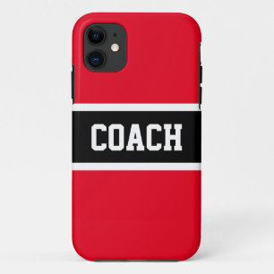 Fun Bright Red Black Stripes Bold COACH Text Case-Mate iPhone Hülle