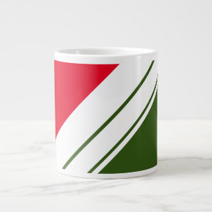 Fun Bright Red Forest Green White Racing Streifen Jumbo-Tasse