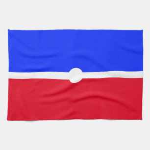 Fun Bright Red Royal Blue Color Block White Band Geschirrtuch