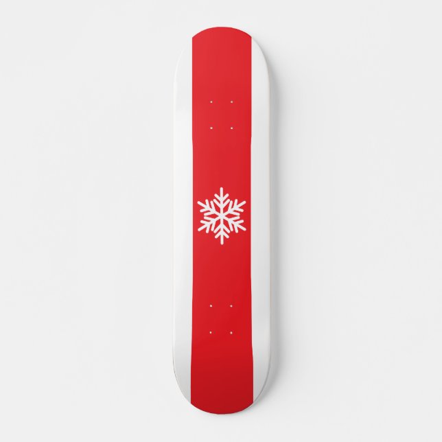 Fun Bright Red White Alpin Skipass Skateboard (Vorne)
