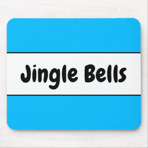 Fun Bright Sky Blue White Christmas Jingle Bells Mousepad