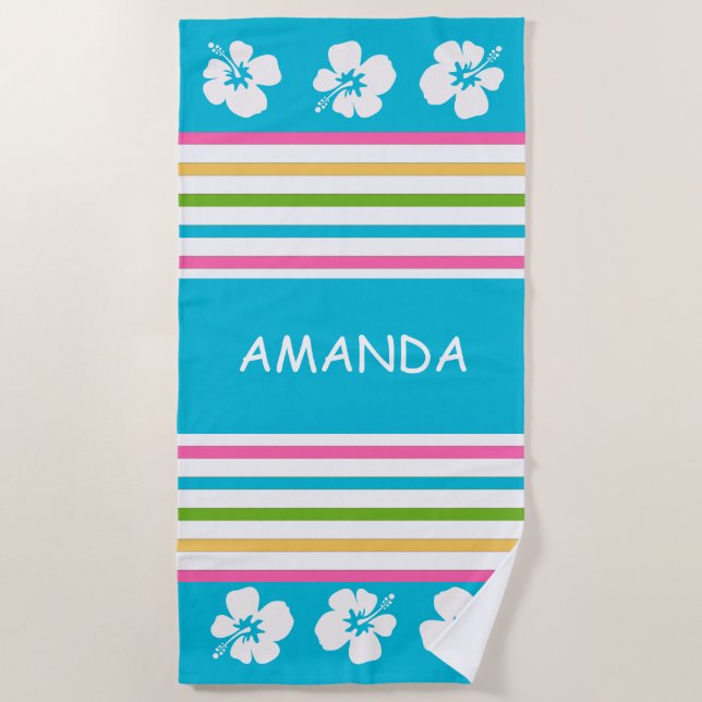 Fun Bright Strip Nautical Beach Handtuch (Vorderseite)