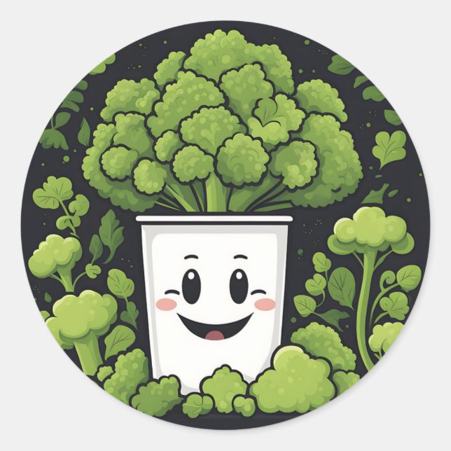 Fun Broccoli Gemüse Runder Aufkleber (Vorderseite)