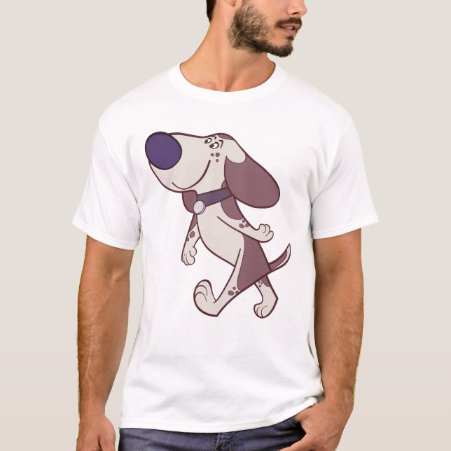 Fun Brown and Cream Cartoon Dog Walking T-Shirt (Vorderseite)