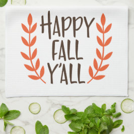 Fun Brown Orange Happy Fall Leaf Geschirrtuch