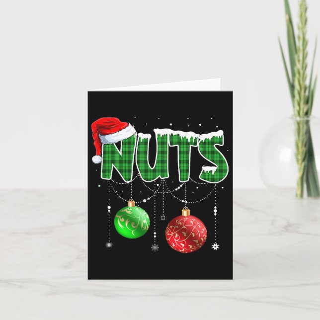 Fun Brust Nüsse Weihnachten Matching Couple Chestn Karte (Vorderseite)