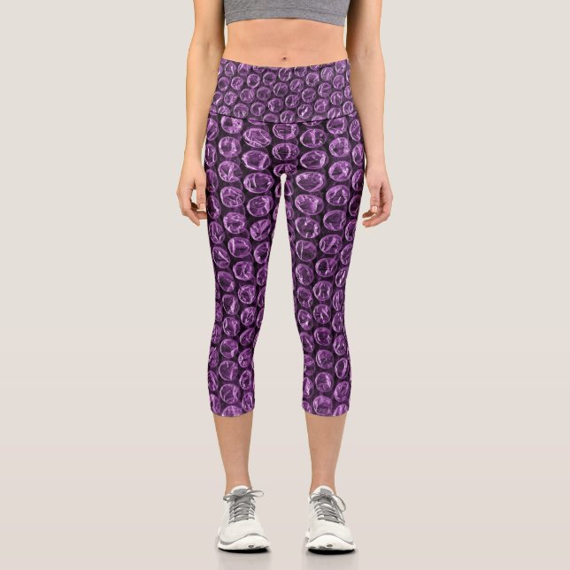FUN Bubble Wrap Lila Capri Leggings (Vorderseite)