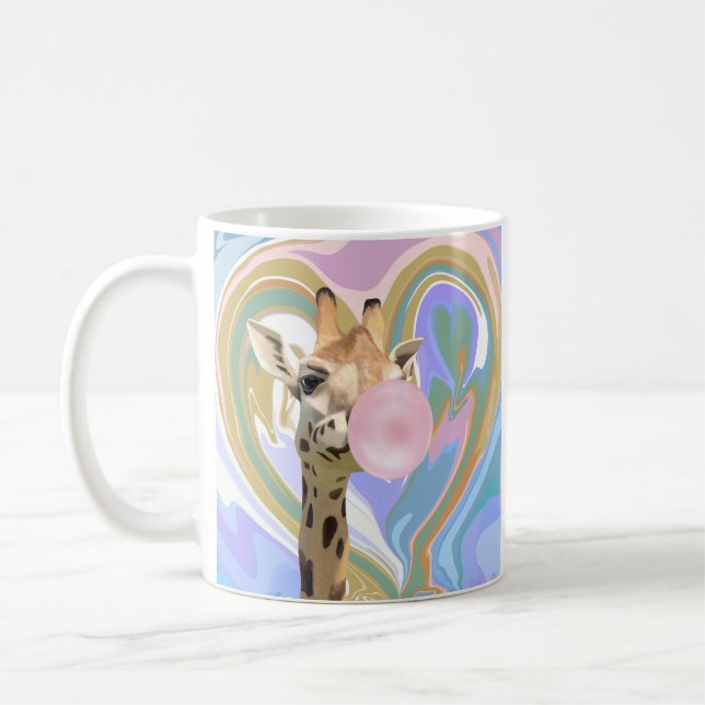 Fun Bubblegum Blasen Giraffe Liquid Swirl Blau Kaffeetasse (Links)