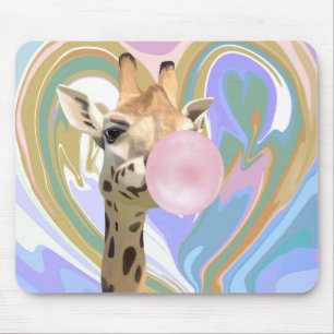 Fun Bubblegum Blasen Giraffe Liquid Swirl Blau Mousepad