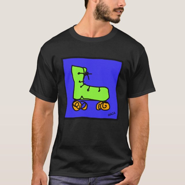 Fun bunt Roller Skate Grün T-Shirt (Vorderseite)