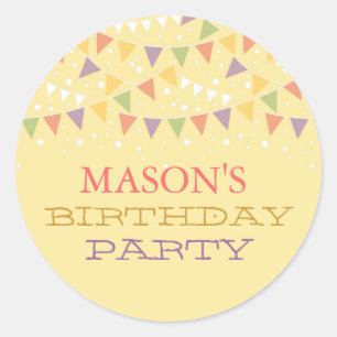 Fun Bunting Birthday Party-Aufkleber Runder Aufkleber