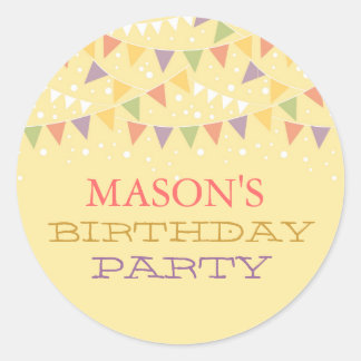 Fun Bunting Birthday Party-Aufkleber Runder Aufkleber