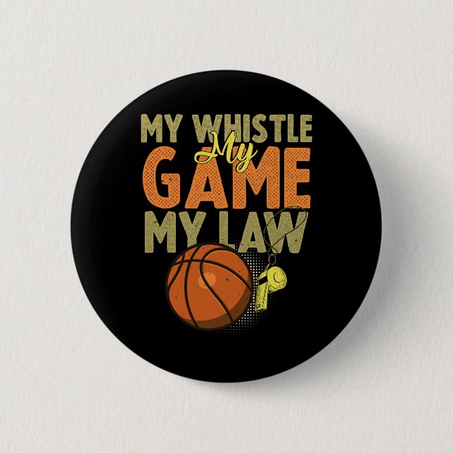 Fun Bysketbyll Referenzen Geschenk I Hoops Ref 1 Button (Vorderseite)