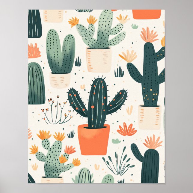 Fun Cactus Print Poster (Vorne)