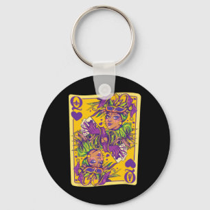 Fun Cajun Queen of Hearts Mardi Gras Design Schlüsselanhänger
