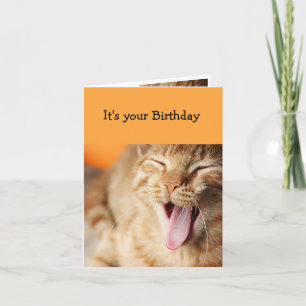 Fun Cake Zuckerguss leckende Zunge Katze Tier Spaß Karte