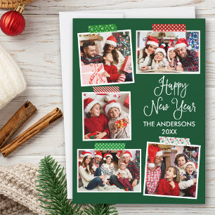 Fun Calligrafie Happy New Year Craft Tape Green Feiertagskarte