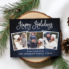 Fun Calligraphy Blue Wood 3 Foto Urlaub Postkarte