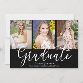 Fun Calligraphy Foto Black Graduation Party Einladung