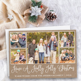 Fun Calligraphy Kraft Holly Jolly Weihnachten