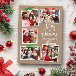 Fun Calligraphy Kraft Merry Christmas Craft Band Postkarte<br><div class="desc">Moderne Fun Kalligrafie Skript Merry Christmas Kraft 5 Foto Collage mit Craft Tape Holiday Postcard.</div>