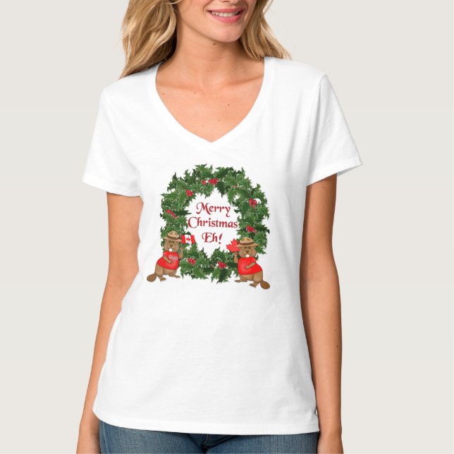 Fun Canadian Christmas Eh T-Shirt (Vorderseite)
