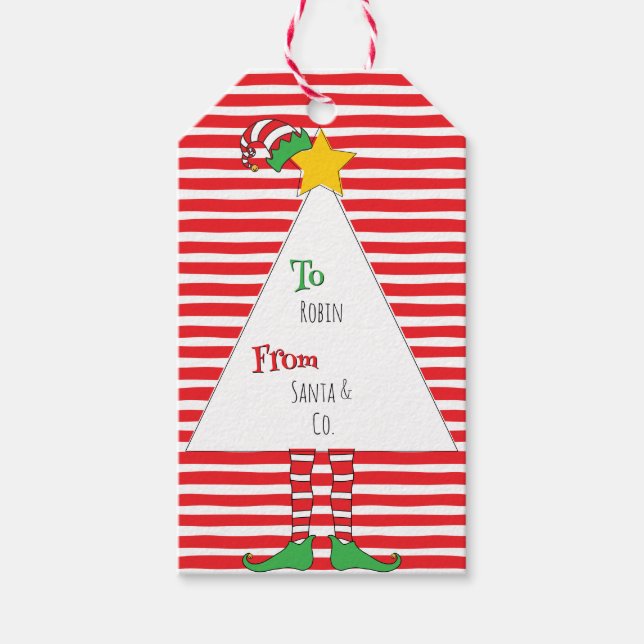 Fun Candy Camouflage Elf Geschenkanhänger (Vorderseite)