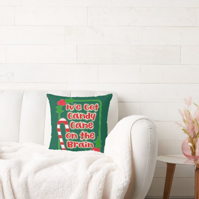 Fun Candy Cane auf Brain Holiday Joy Motto Kissen (Liege)