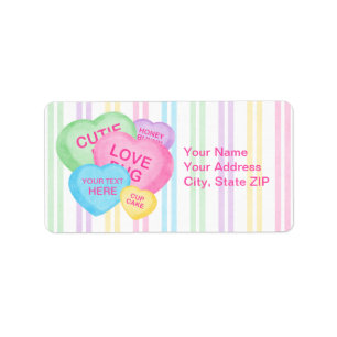 Fun Candy Hearts Adressaufkleber