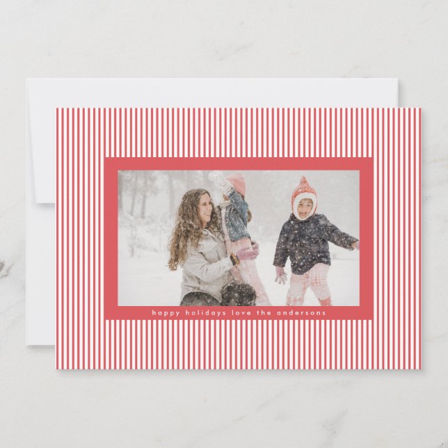 Fun Candy Red Frohe Weihnachten Button Streifen Fo (Vorderseite)
