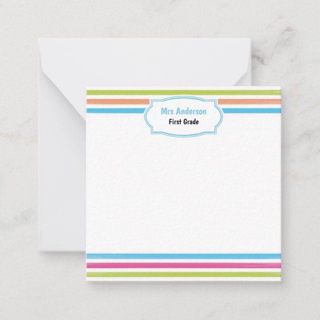 Fun Candy Stripe Lehrer Mitteilungskarte (Vorderseite)