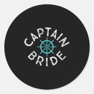 Fun Captain Bride Nautical Wedding Matching Groom Runder Aufkleber