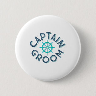 Fun Captain Groom Nautical Wedding Matching Bridge Button