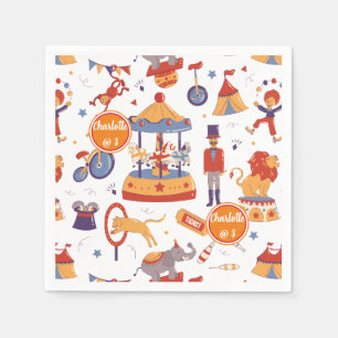 Fun Carnival Kids' Birthday Circus Pattern Clown Serviette