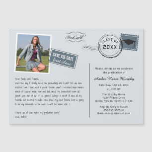 Fun Carte Postale Style Graduation Party Invitatio