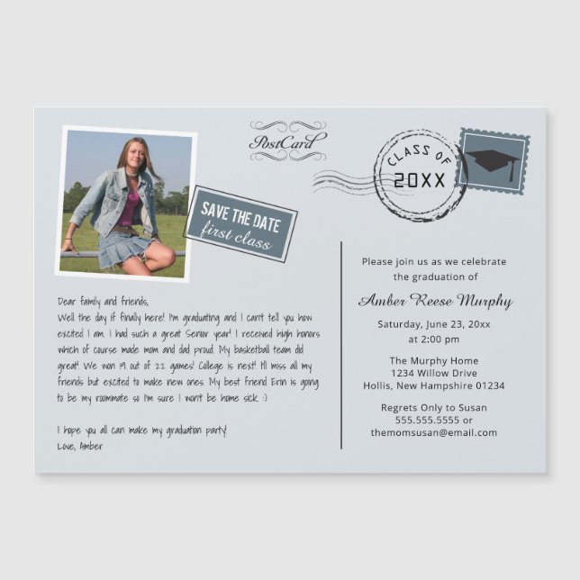 Fun Carte Postale Style Graduation Party Invitatio (Devant)
