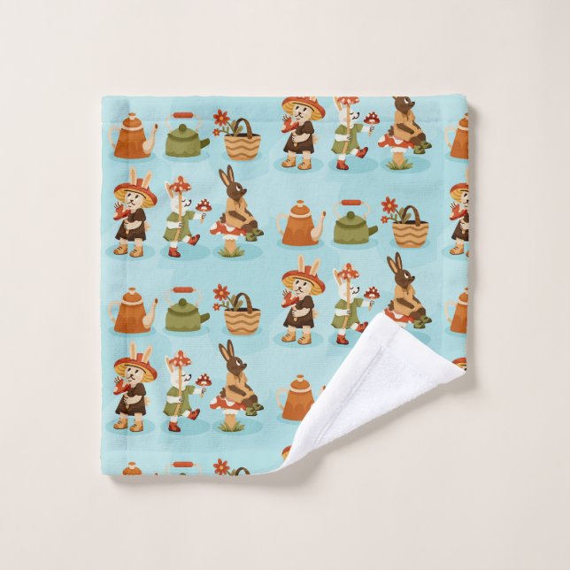 Fun cartoon animal print on a light blue backgroun waschlappen (Waschlappen)