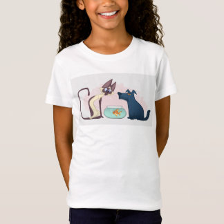 Fun Cartoon Cat Goldfish Hund T-Shirt