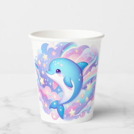 Fun Cartoon Dolphin Babydusche Pappbecher