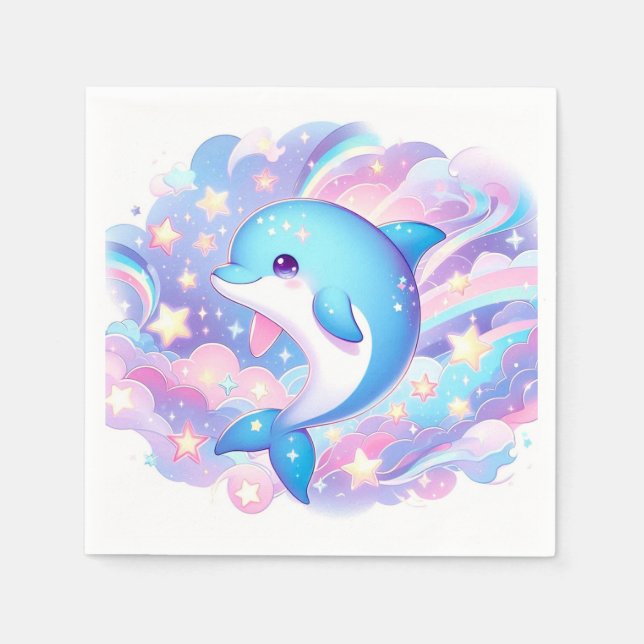 Fun Cartoon Dolphin Babydusche Serviette (Vorderseite)